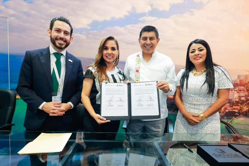 Firman Salomón Jara y Mara Lezama convenio de colaboración en materia turística